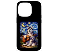 Siberian Husky Playing Guitar Whimsical Art Music Camping Case for iPhone 14 Pro