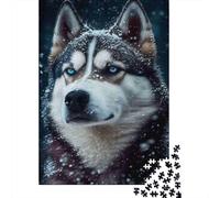 Siberian Husky Portrait 1000 Piece Premium Cardstock Classic Jigsaw Puzzle Couple Partners Stress Relief Wall Decor Value Pack 38x26cm/1000pcs