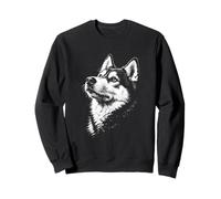Siberian Husky Portrait Black and White Dog Lover Sweatshirt