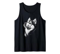 Siberian Husky Portrait Black and White Dog Lover Tank Top
