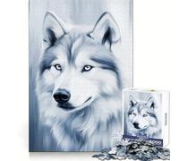 Siberian Husky Portrait in Blue Tones 1000 Piece Jigsaw Puzzles for Adults Sharp Logic Toy Home Leisure Tight Cut Heartfelt Gift 38x52cm