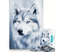 Siberian Husky Portrait in Blue Tones 1000 Piece Jigsaw Puzzles for Adults Sharp Logic Toy Home Leisure Tight Cut Heartfelt Gift 38x52cm