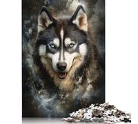 Siberian Husky Portrait Puzzle for Adults 1000 Pieces Wooden Puzzles for Adults & Teenager Educational Game Challenge Toy 1000pcs (75x50cm)