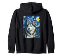 Siberian Husky Portrait Van Gogh Zip Hoodie