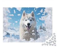 Siberian Husky Premium Cardboard 1000 Piece Winter Adventure Style Jigsaw Bundle, Brain Training Adults, Stress Relief, Gift & Office Break Leisure 52x38cm/1000pcs