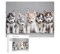 Siberian Husky Puppies Dog Jigsaw Puzzles for Adults 500 PCS Wooden Puzzle Pictures Photo Wall Art Decor