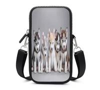 Siberian Husky Puppies Dog Small Crossbody Bag Adjustable Mobile Phone Bags Wallet Pouch Shoulder for Women Men