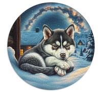Siberian Husky Puzzle for Adults 1000 Piece Cute Pet Dog Fun Game High Difficulty with Letters on Back Home Decoration Beautiful 1000pcs (67.5x67.5cm)