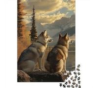 Siberian Husky Puzzles 500 Piece Jigsaws for Adults Learning Educational Toys Family Games Festival Birthday Gifts 500pcs (52x38cm)