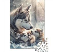 Siberian Husky Puzzles 500 Piece Jigsaws for Adults Learning Educational Toys Family Games Festival Birthday Gifts 500pcs (52x38cm)