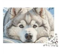 Siberian Husky Resting in SnowJigsaw Puzzle AnimalEco Friendly Paper Adults Decompression Brain Training Home Decor Xmas Gift 1000 Pieces 38x26cm/1000pcs