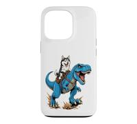 Siberian Husky Riding T Rex Dinosaur Arctic Dog Adventure Case for iPhone 13 Pro