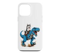 Siberian Husky Riding T Rex Dinosaur Arctic Dog Adventure Case for iPhone 13 Pro Max