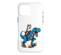 Siberian Husky Riding T Rex Dinosaur Arctic Dog Adventure Case for iPhone 16 Pro Max