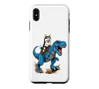 Siberian Husky Riding T Rex Dinosaur Arctic Dog Adventure Case for iPhone XS Max