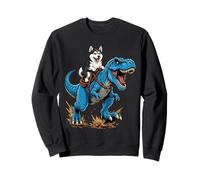 Siberian Husky Riding T Rex Dinosaur Arctic Dog Adventure Sweatshirt