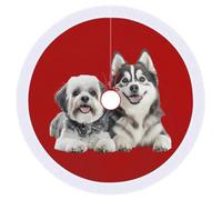 Siberian Husky Shih Tzu Dog Stylish Christmas Tree Skirt 30"x30"