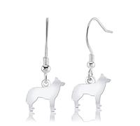 Siberian Husky Silhouette Silver Earrings