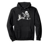 Siberian Husky Skeleton Bone Chase Funny Halloween Humor Pullover Hoodie