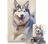 Siberian Husky Sketch 1000 Piece Jigsaw Puzzles for Adults Sharp Logic Toy Home Leisure Tight Cut Heartfelt Gift 38x26cm