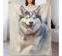 Siberian Husky Sketch Flannel Blanket for Adults, Bedspread Sofa Blankets, 3D Printing Fleece Blanket 40x50inch(100x130cm)