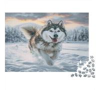 Siberian Husky Snow Forest 1000 Piece Jigsaw Puzzle Jigsaw Puzzle for Adults Winter Scene Relaxation 38x26cm/1000pcs