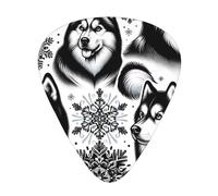 Siberian-Husky-Snowflakes-Black 12 Pack Guitar Picks With 3 Thicknesses And Storage Box, Abs Plectrums For Electric Bass Guitar Players