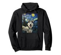 Siberian Husky Starry Night Van Gogh Dog Selfie Canine Husky Pullover Hoodie