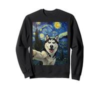 Siberian Husky Starry Night Van Gogh Dog Selfie Canine Husky Sweatshirt