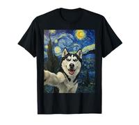 Siberian Husky Starry Night Van Gogh Dog Selfie Canine Husky T-Shirt
