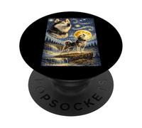 Siberian Husky Starry Night Van Gogh Howling Dog Husky PopSockets Adhesive PopGrip