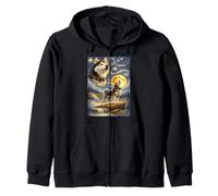 Siberian Husky Starry Night Van Gogh Howling Dog Husky Zip Hoodie