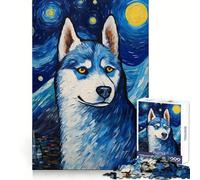 Siberian Husky Van Gogh 1000 Pieces Jigsaws Adults Puzzles Gifts Brain Workout Toy Relaxed Mind Art Assembly Memorable Gift 50x75cm
