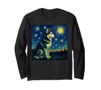 Siberian Husky Van Gogh Starry Night Cool Art for Women Men Long Sleeve T-Shirt