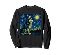 Siberian husky Van Gogh starry night cool art for women men Sweatshirt