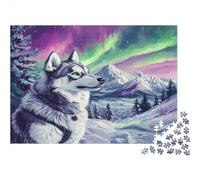 Siberian Husky-Wilderness Art Style 1000 Piece Jigsaws with Perfect Snap Fit Centenary Jigsaws for A Sustainable Hobby As Wall Art Puzzle for Self-care Gifts 38x26cm/1000pcs