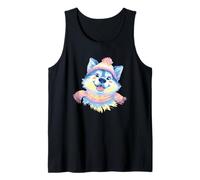 Siberian Husky Winter Portrait Colorful Canine Graphic Dog Tank Top