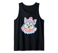 Siberian Husky Winter Portrait Colorful Canine Graphic Dog Tank Top