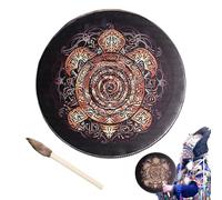 Siberian Shaman Drum - Drums Sticks Vegetarian Shamans Hand Drum Sound Healing Tool For Spiritual Music Reflection | Shamanic Hand With Wooden Beater | Rope Weaved Handles At The Rear | Deep Res