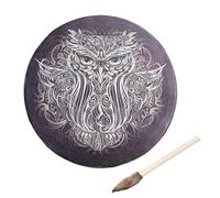 Siberian Shaman Drum - Drums Sticks Vegetarian Shamans Hand Drum Sound Healing Tool For Spiritual Music Reflection | Shamanic Hand With Wooden Beater | Rope Weaved Handles At The Rear | Deep Res