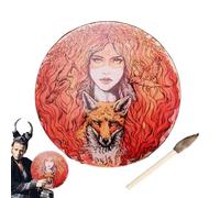 Siberian Shaman Drum - Drumsticks Vegetarian Shaman Hand Drum Sound Healing Tool for Spiritual Music Reflection Shamanic Hand with Wooden Bat Rope Handles Rear Deep Res