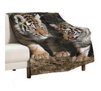 Siberian Tiger Blanket Soft Flannel Throw Blanket 40"x50", Lightweight Decorative Blankets Warm Cozy Blankets for Couch, Bed, Camping & Travel, Ideal Gifts for Women Men