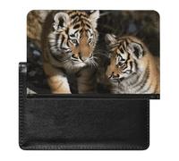 Siberian Tiger Passport Holder with 3 Card Slots, Portable PU Leather Travel Wallet, Slim Protective Cover for Passport, ID, Credit Cards