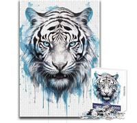 Siberian Tiger Portrait Jigsaw 1000 Pieces for Adults Brain Training Educational Game Ideal Surprise Gift for Loved Ones Size 38x26cm