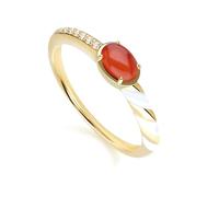 Siberian Waltz Carnelian & White Topaz Ring in Gold Plated Silver (M)