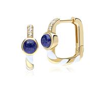 Siberian Waltz Enamel & Lapis Lazuli Square Hoop Earrings in 18ct Gold Plated Silver
