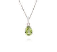 Siberian Waltz Green Enamel & Pear Peridot Pendant Necklace In Rose Gold Vermeil