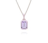 Siberian Waltz Violet Enamel & Octagon Amethyst Pendant Necklace In Rose Gold Vermeil