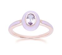 Siberian Waltz Violet Enamel & Pink Amethyst Ring In 18ct Rose Gold Plated Sterling Silver Gemondo Pink P