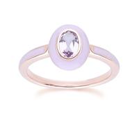 Siberian Waltz Violet Enamel & Pink Amethyst Ring In Rose Gold Plated Sterling Silver Size: S